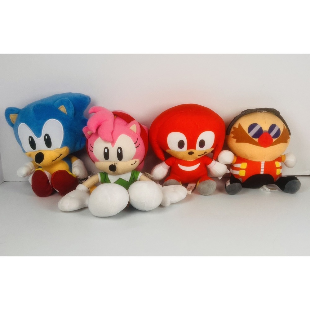 Sonic The Hedgehog Plush Lot Sonic Knuckles Amy Rose Egg Man